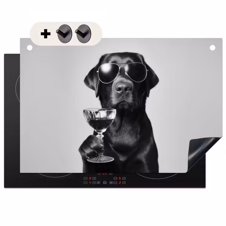 Inductie beschermer en spatscherm (2in1) - Hond - Zwart - Wijnglas - Zonnebril — 1
