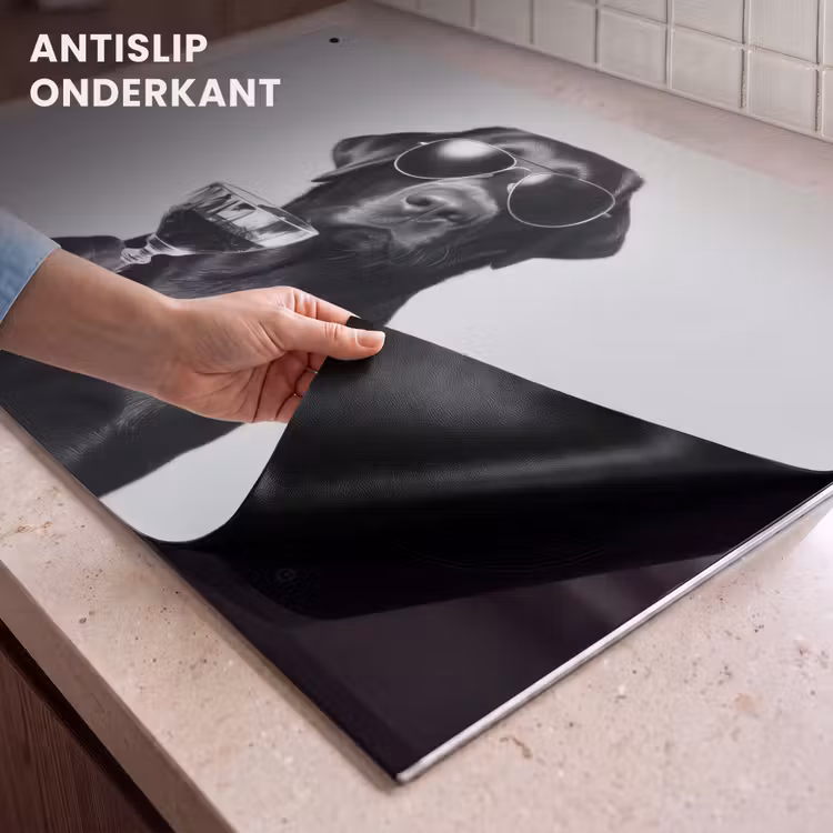 Inductie beschermer en spatscherm (2in1) - Hond - Zwart - Wijnglas - Zonnebril — 4