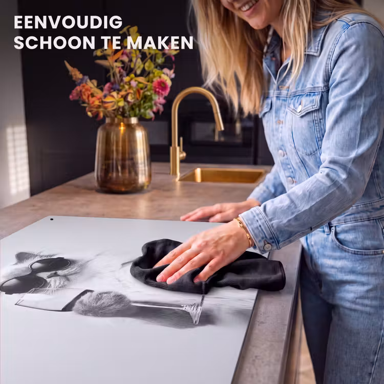 Inductie beschermer en spatscherm (2in1) - Kat - Zonnebril - Wijnglas - Langharig — 5