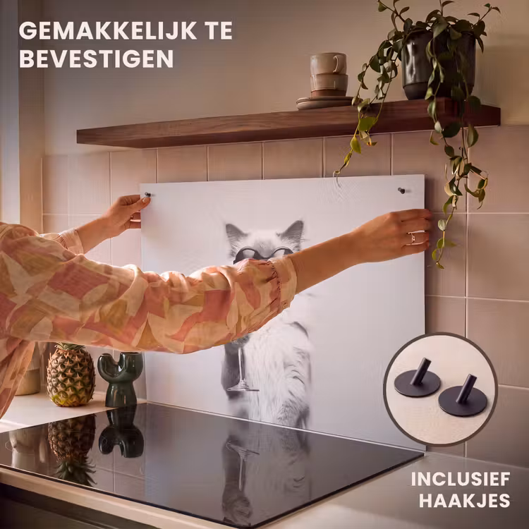 Inductie beschermer en spatscherm (2in1) - Kat - Zonnebril - Wijnglas - Langharig — 7