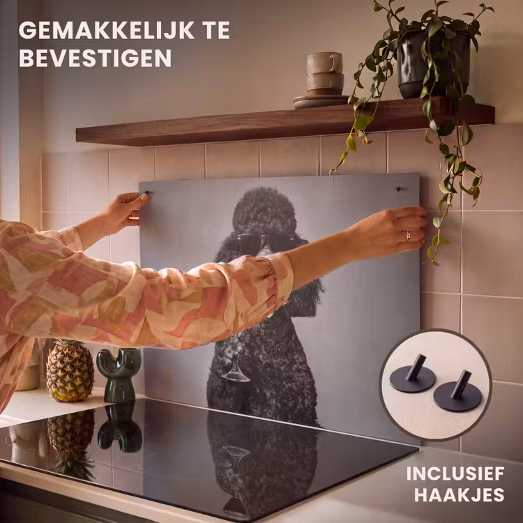 Inductie beschermer en spatscherm (2in1) - Hond - Krullen - Zonnebril - Wijn — 7