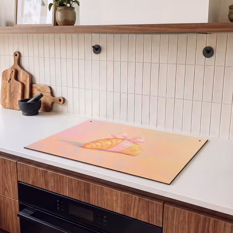 Inductie beschermer en spatscherm (2in1) - Croissant - Strik - Roze — 3