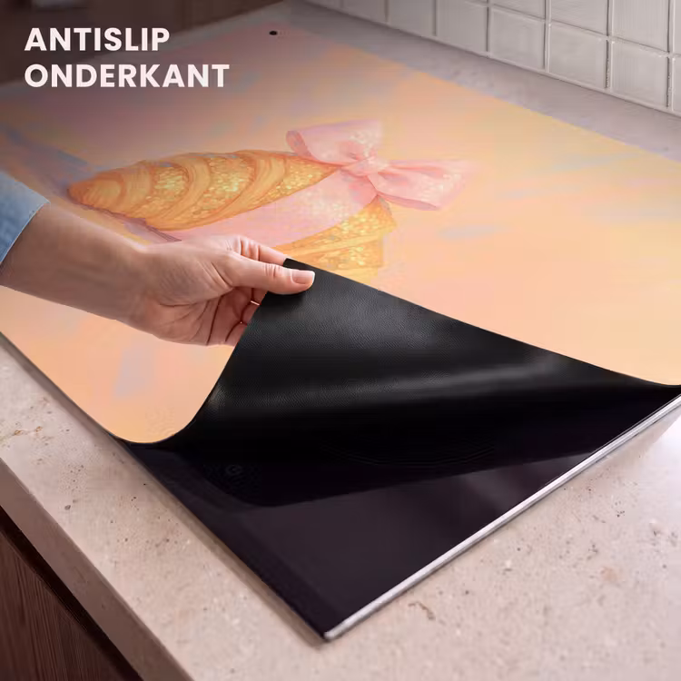 Inductie beschermer en spatscherm (2in1) - Croissant - Strik - Roze — 4