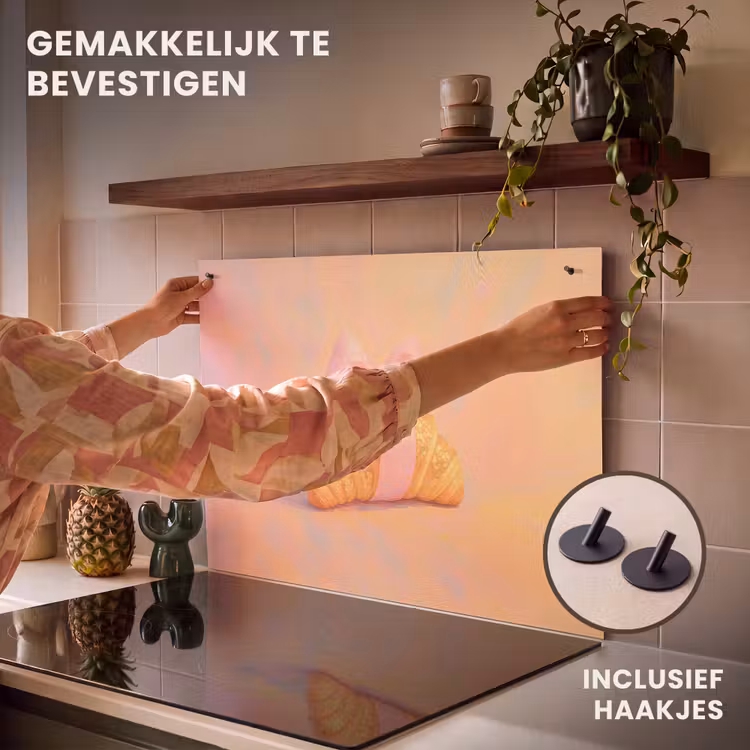 Inductie beschermer en spatscherm (2in1) - Croissant - Strik - Roze — 7