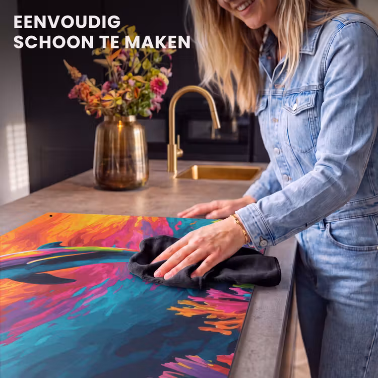 Inductie beschermer en spatscherm (2in1) - Dolfijn - Kleurrijk - Oceaan - Koraal — 5