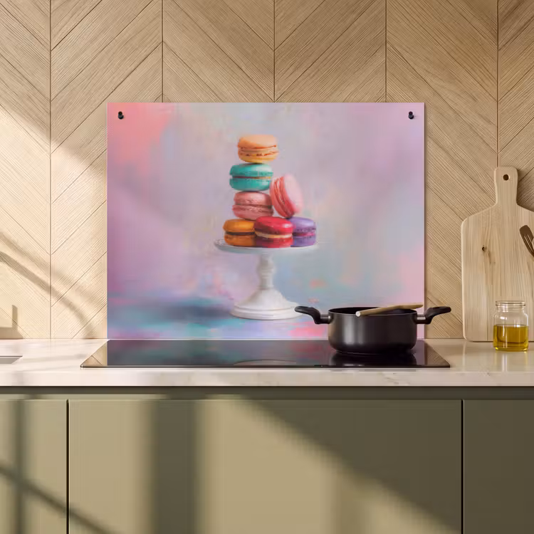 Inductie beschermer en spatscherm (2in1) - Macarons - Schaal - Pastel - Kleurrijk — 2