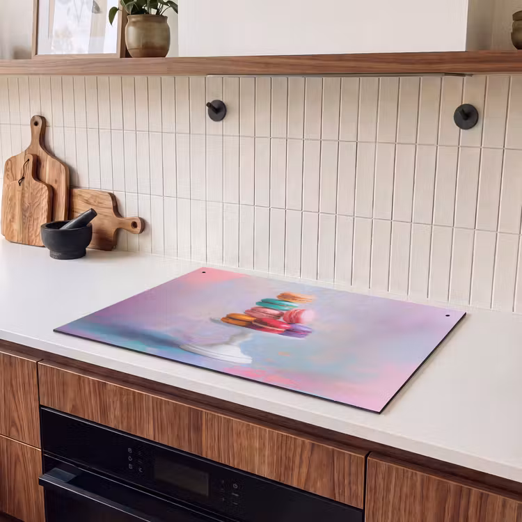 Inductie beschermer en spatscherm (2in1) - Macarons - Schaal - Pastel - Kleurrijk — 3