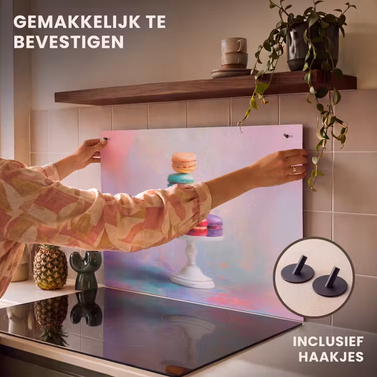 Inductie beschermer en spatscherm (2in1) - Macarons - Schaal - Pastel - Kleurrijk — 7