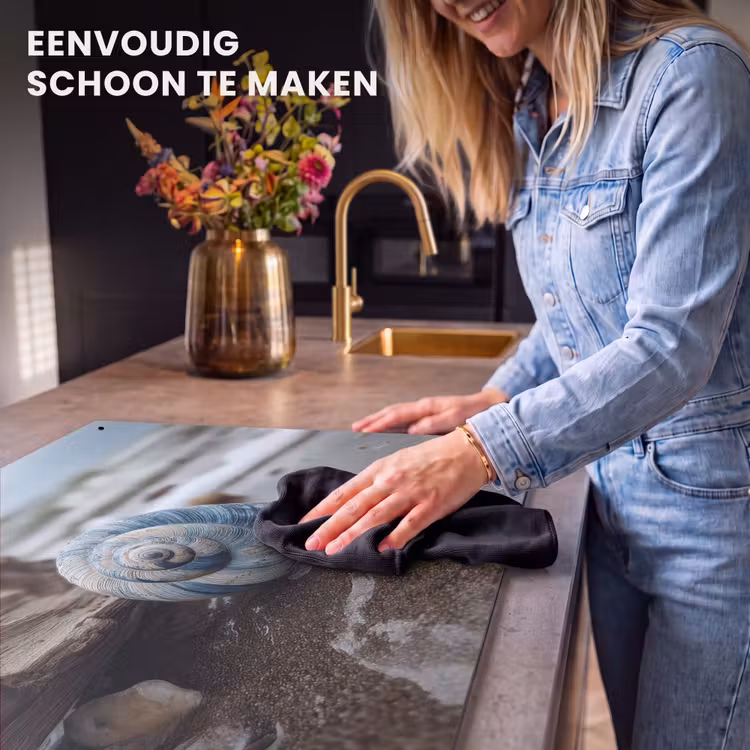 Inductie beschermer en spatscherm (2in1) - Schelp - Strand - Blauw - Zee — 5