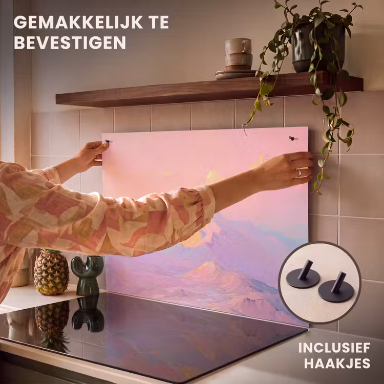 Inductie beschermer en spatscherm (2in1) - Bergtoppen - Wolken - Dromerig — 7