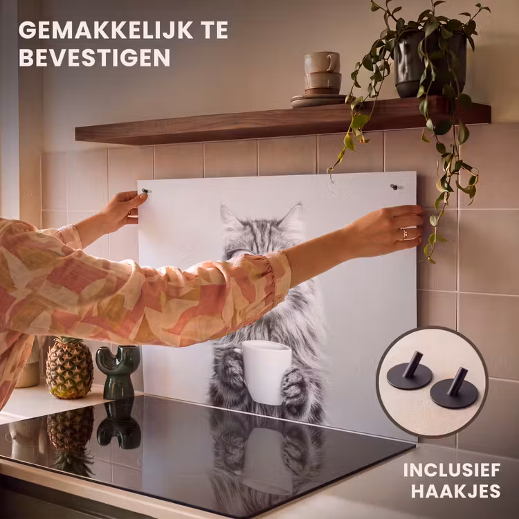 Inductie beschermer en spatscherm (2in1) - Kat - Bril - Mok - Pluizig — 7