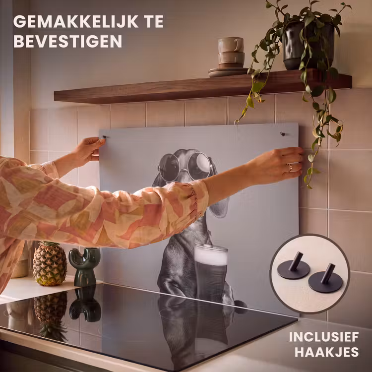 Inductie beschermer en spatscherm (2in1) - Teckel - Bier - Glas - Bril — 7