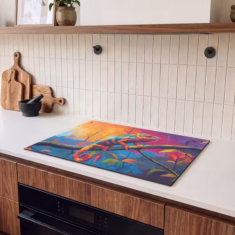 Inductie beschermer en spatscherm (2in1) - Kameleon - Tak - Gestreept - Bladeren — 3