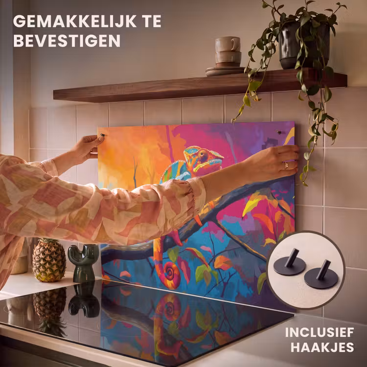 Inductie beschermer en spatscherm (2in1) - Kameleon - Tak - Gestreept - Bladeren — 7