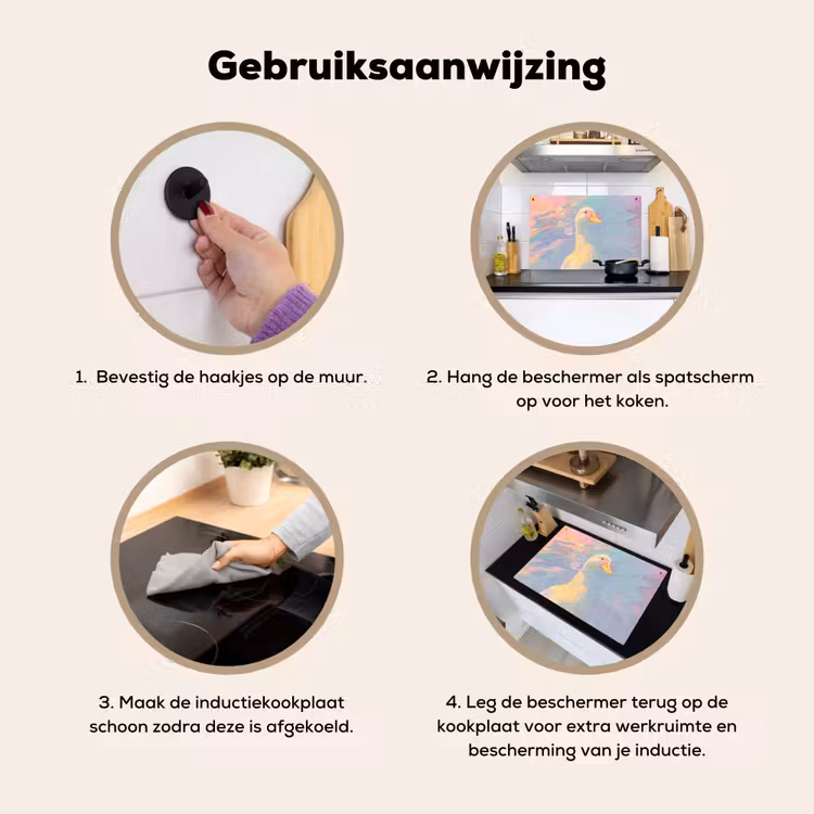 Inductie beschermer en spatscherm (2in1) - Eend - Zonnebril - Water — 6