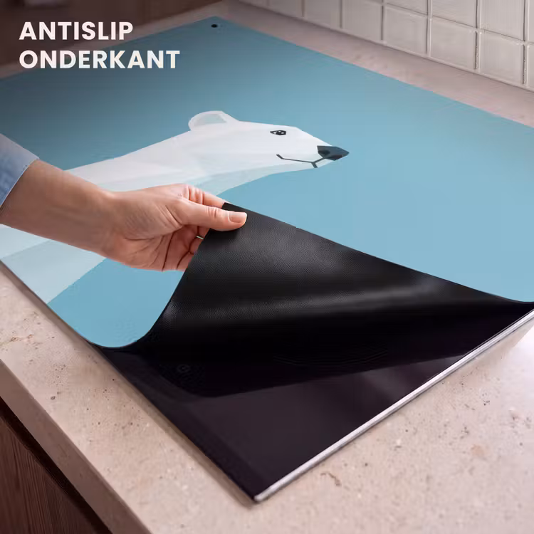 Inductie beschermer en spatscherm (2in1) - Ijsbeer - Lichtblauw - Minimalistisch — 4