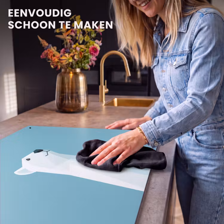 Inductie beschermer en spatscherm (2in1) - Ijsbeer - Lichtblauw - Minimalistisch — 5