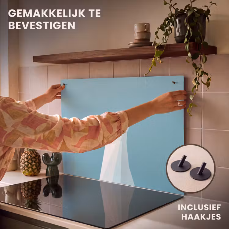 Inductie beschermer en spatscherm (2in1) - Ijsbeer - Lichtblauw - Minimalistisch — 7