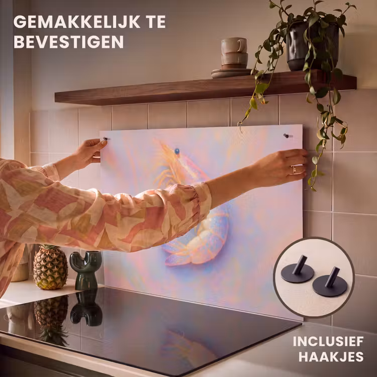 Inductie beschermer en spatscherm (2in1) - Garnaal - Subtiele structuur - Blauw - Roze — 7