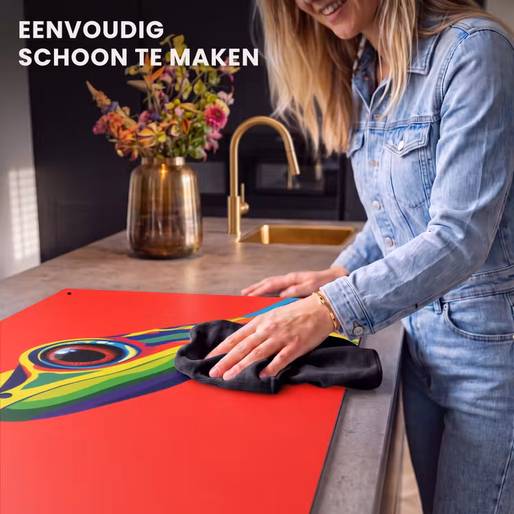 Inductie beschermer en spatscherm (2in1) - Kikker - Kleurrijk - Strepen - Ogen — 5