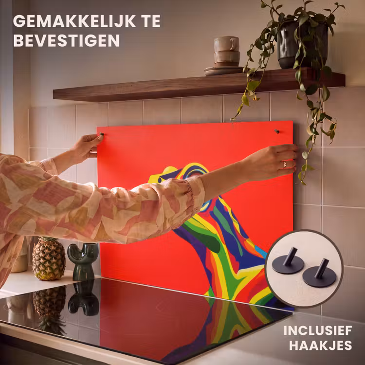 Inductie beschermer en spatscherm (2in1) - Kikker - Kleurrijk - Strepen - Ogen — 7