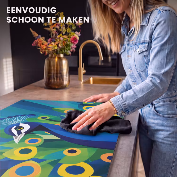 Inductie beschermer en spatscherm (2in1) - Pauw - Cirkels - Blauw — 5