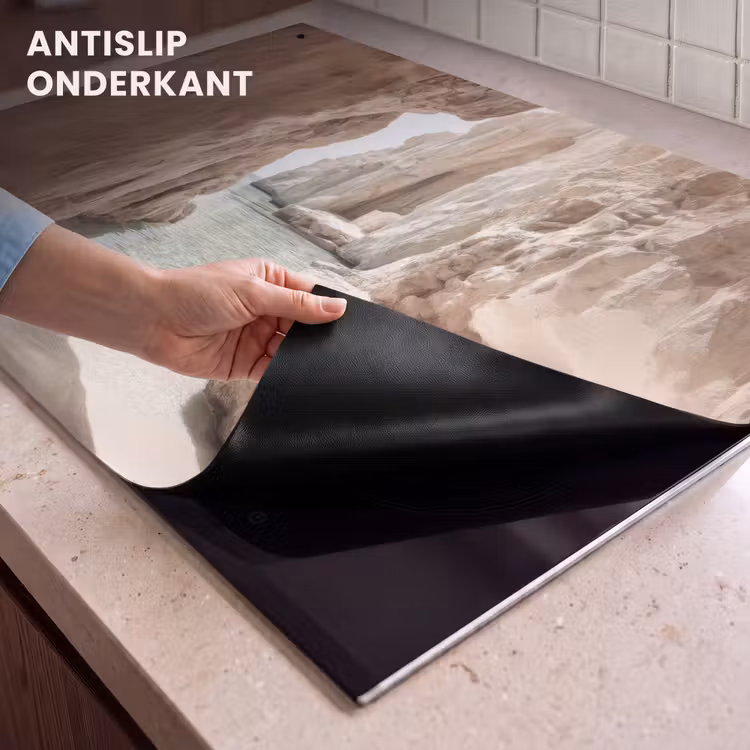 Inductie beschermer en spatscherm (2in1) - Rotsen - Zee - Zand - Kloof — 4