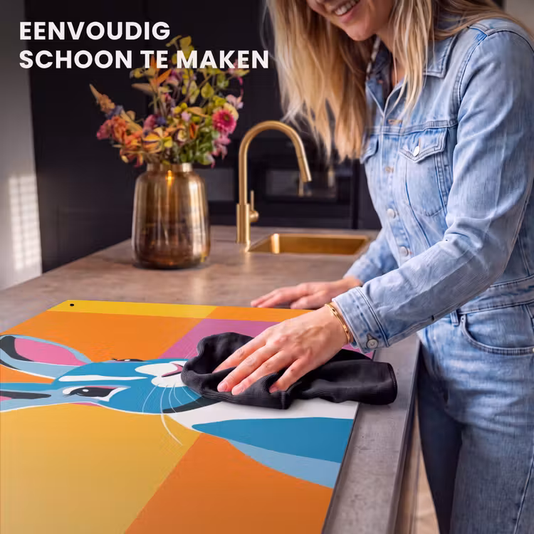 Inductie beschermer en spatscherm (2in1) - Haas - Kleurvakken - Oren - Roze — 5