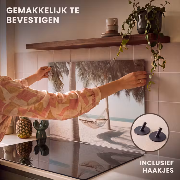 Inductie beschermer en spatscherm (2in1) - Hangmat - Palmbomen - Strand - Zee — 7
