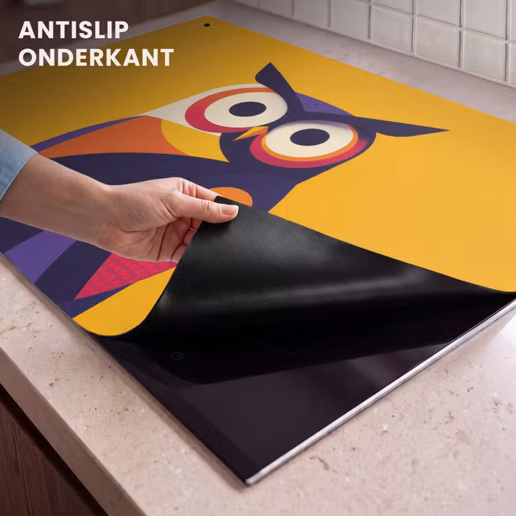 Inductie beschermer en spatscherm (2in1) - Uil - Grafisch - Kleurrijk - Ogen — 4