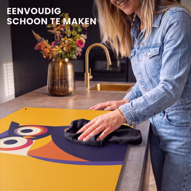 Inductie beschermer en spatscherm (2in1) - Uil - Grafisch - Kleurrijk - Ogen — 5