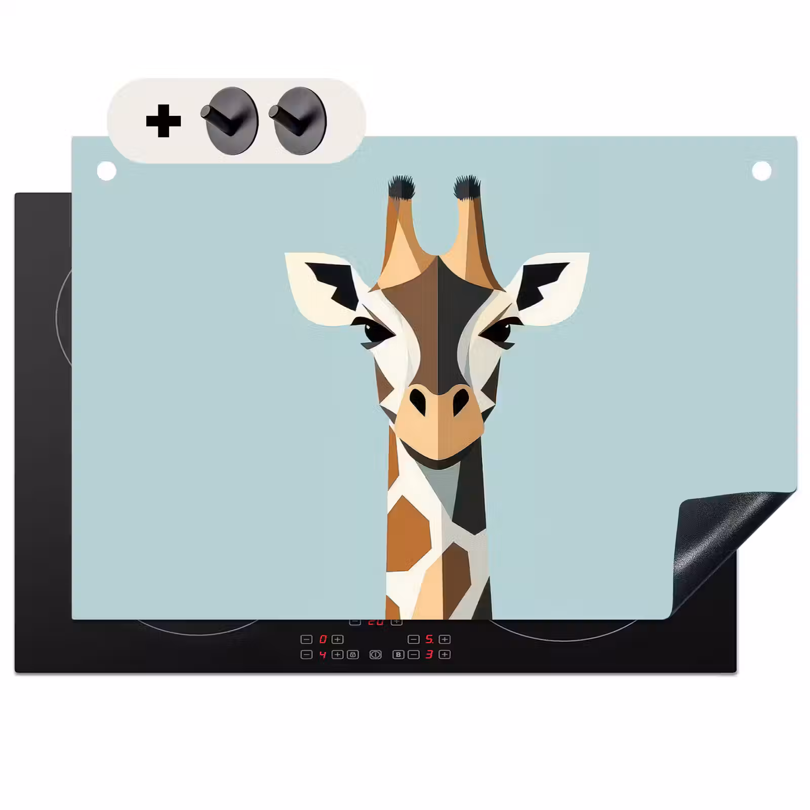 Inductie beschermer en spatscherm (2in1) - Giraffe - Illustratie - Bruin - Minimalistisch — 1