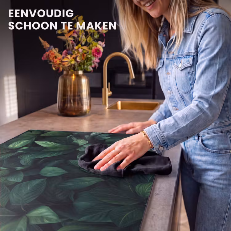 Inductie beschermer en spatscherm (2in1) - Bladeren - Ovaal - Groen - Nerven — 5