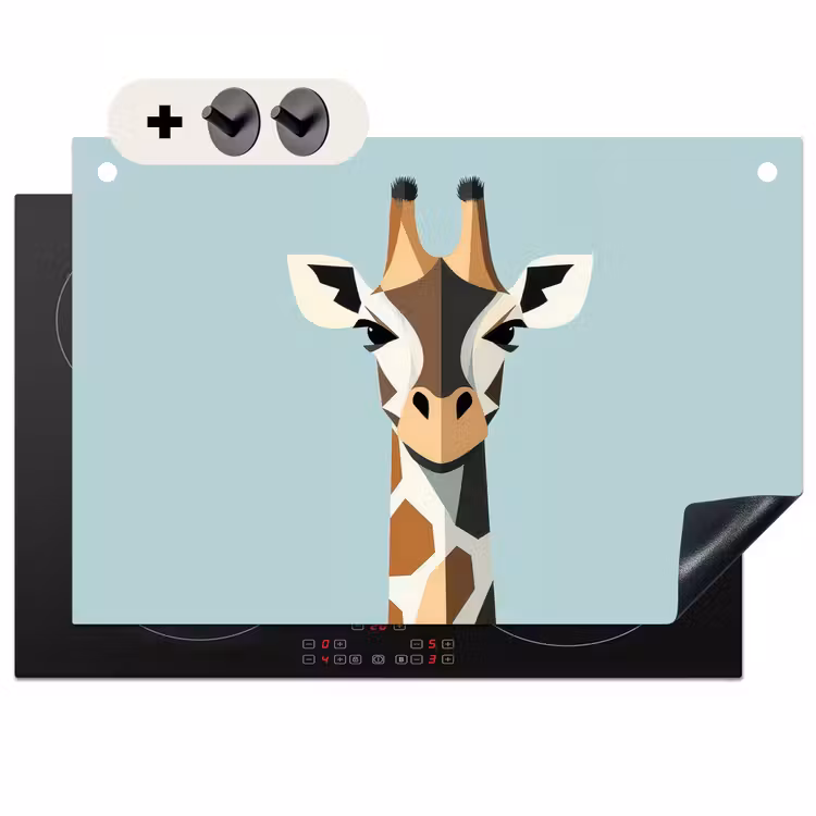 Inductie beschermer en spatscherm (2in1) - Giraffe - Illustratie - Bruin - Minimalistisch — 1
