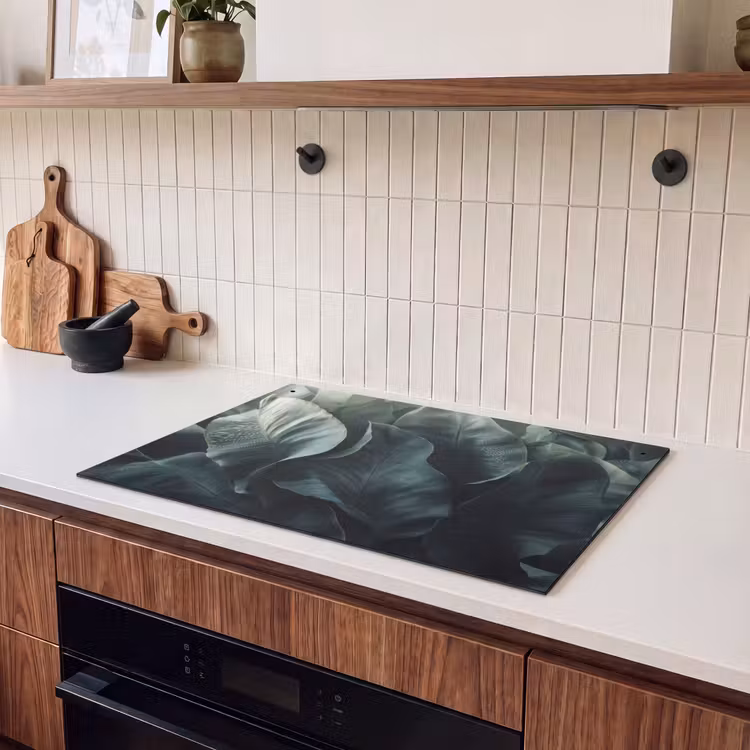 Inductie beschermer en spatscherm (2in1) - Groen - Bladeren - Glad - Nerven — 3