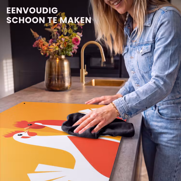 Inductie beschermer en spatscherm (2in1) - Kippen - Oranje - Vlakken — 5