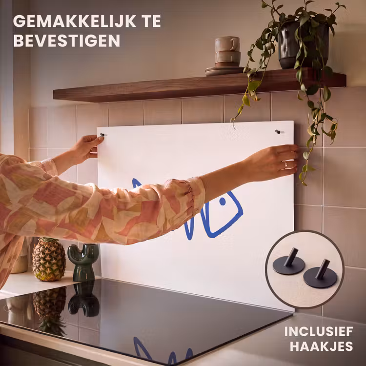 Inductie beschermer en spatscherm (2in1) - Vis - Minimalistisch - Blauw - Lijn — 7