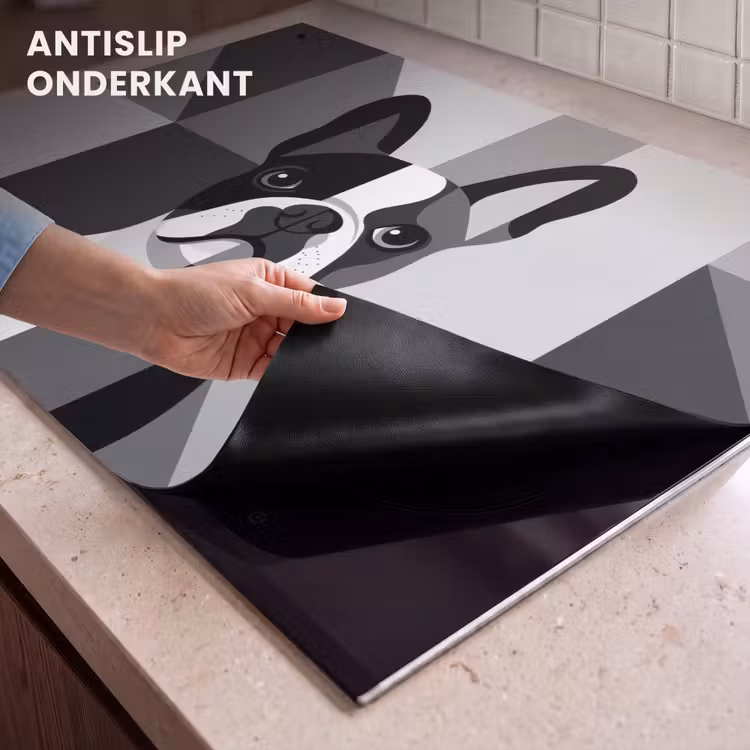 Inductie beschermer en spatscherm (2in1) - Buldog - Zwart - Abstract - Vlakken — 4