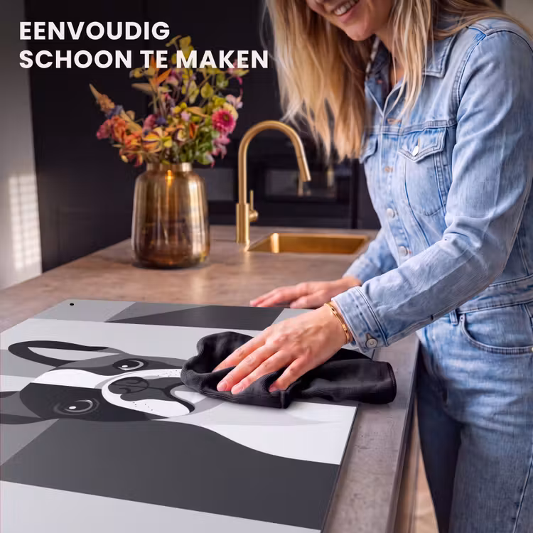 Inductie beschermer en spatscherm (2in1) - Buldog - Zwart - Abstract - Vlakken — 5