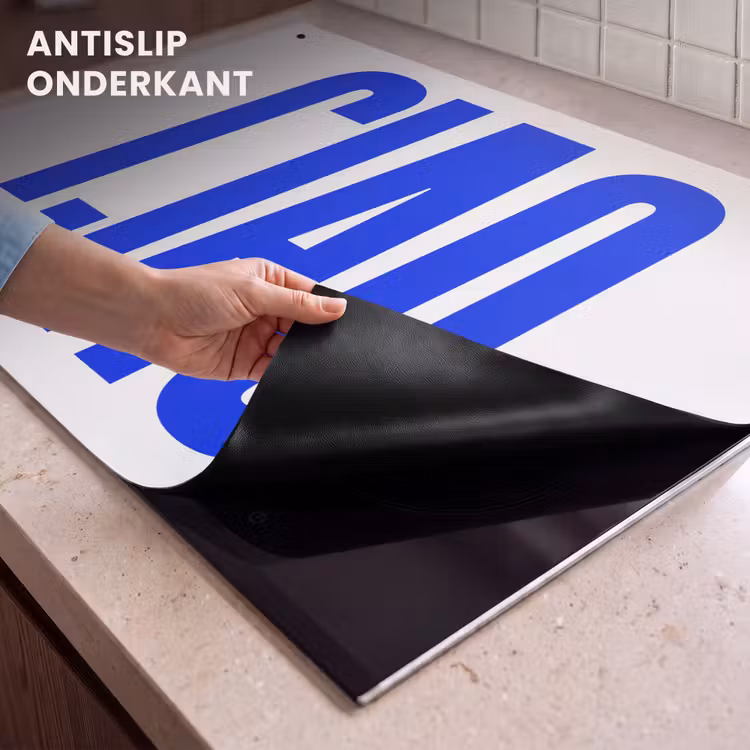 Inductie beschermer en spatscherm (2in1) - Ciao - Hoofdletters - Blauw - Minimalistisch — 4