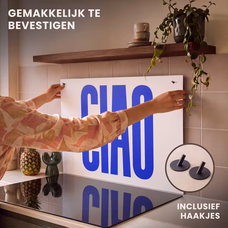 Inductie beschermer en spatscherm (2in1) - Ciao - Hoofdletters - Blauw - Minimalistisch — 7
