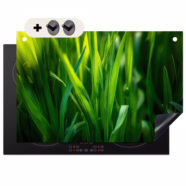 Inductie beschermer en spatscherm (2in1) - Grassprieten - Lichtinval - Groen — 1