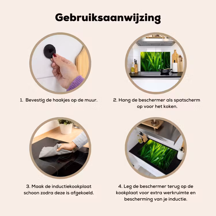 Inductie beschermer en spatscherm (2in1) - Grassprieten - Lichtinval - Groen — 6