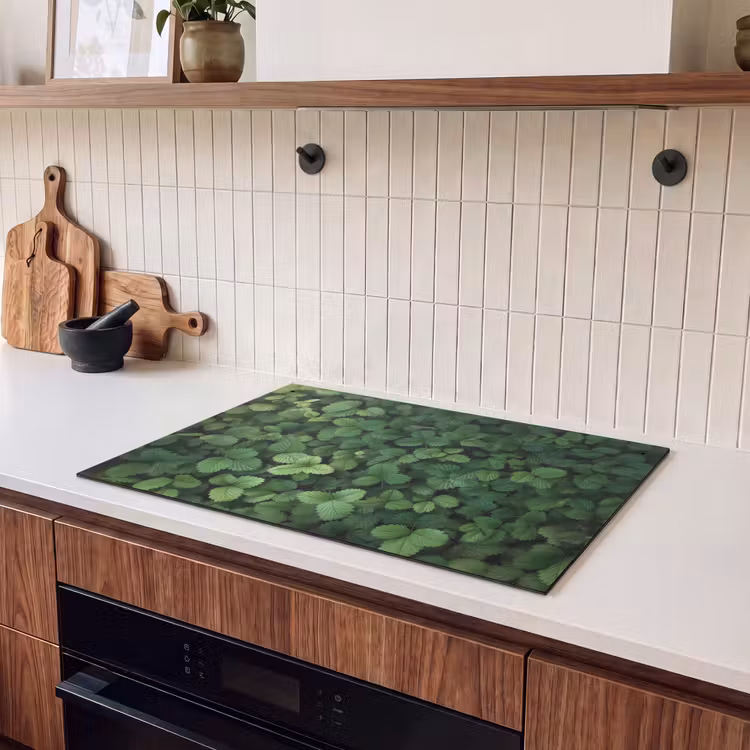 Inductie beschermer en spatscherm (2in1) - Groen - Bladeren - Kartel - Zonlicht — 3