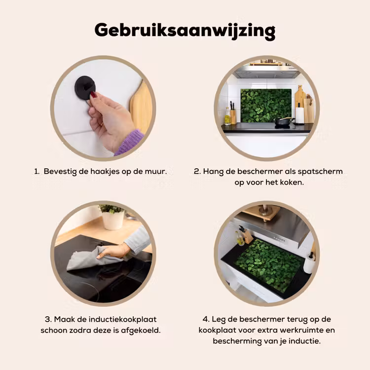 Inductie beschermer en spatscherm (2in1) - Groen - Bladeren - Kartel - Zonlicht — 6
