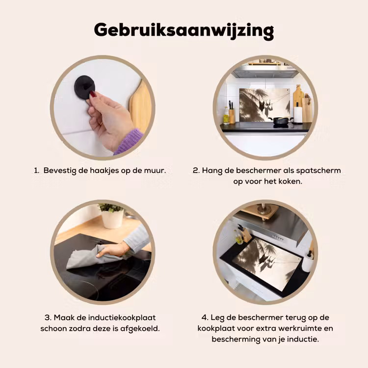 Inductie beschermer en spatscherm (2in1) - Badkleding - Palmbomen - Schaduw - Tropisch — 6