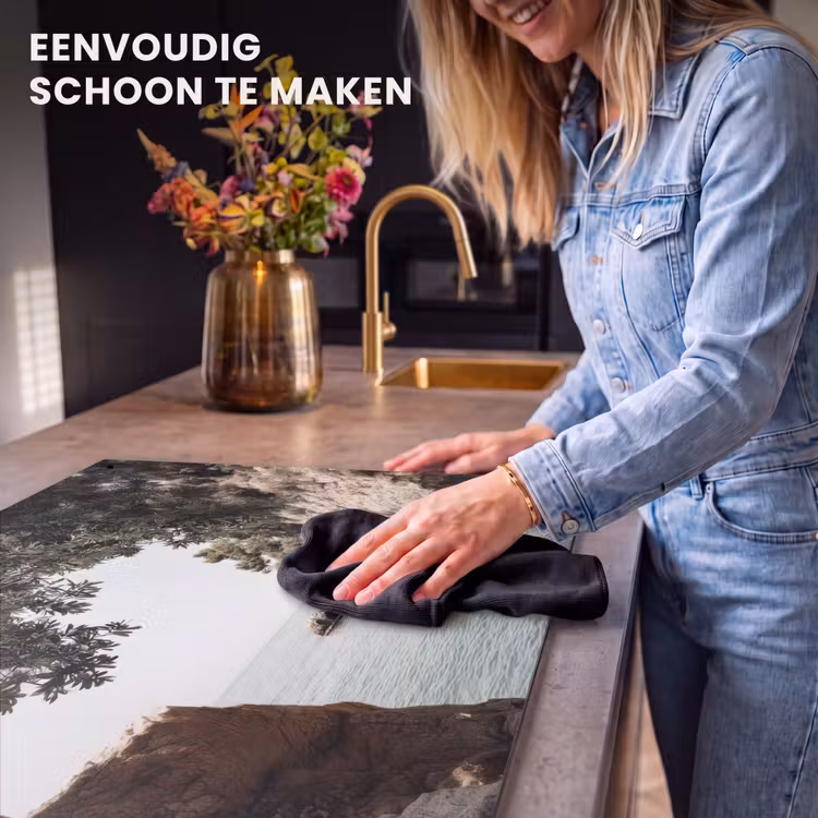 Inductie beschermer en spatscherm (2in1) - Rotsen - Zee - Boom - Groen — 5