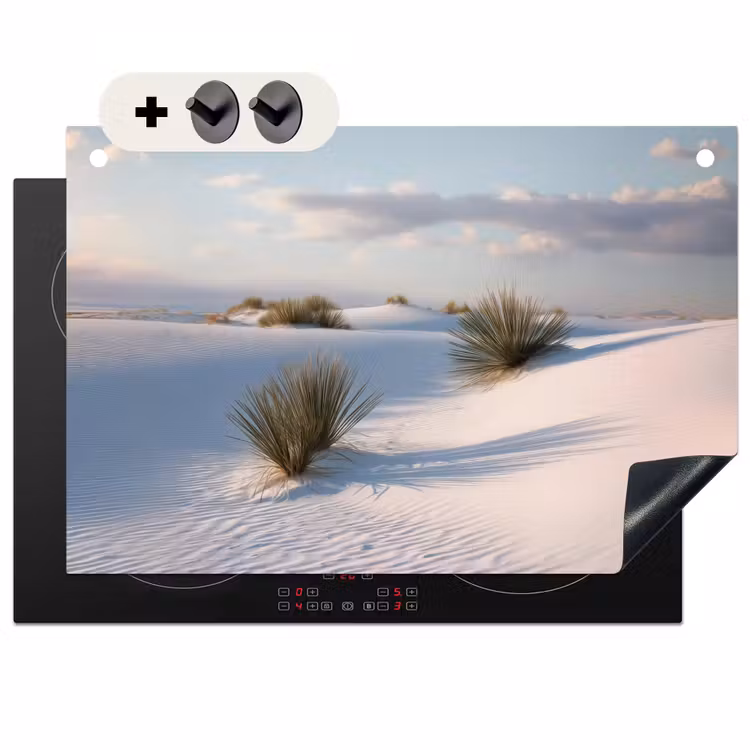 Inductie beschermer en spatscherm (2in1) - Duinen - Gras - Wolken - Beige — 1