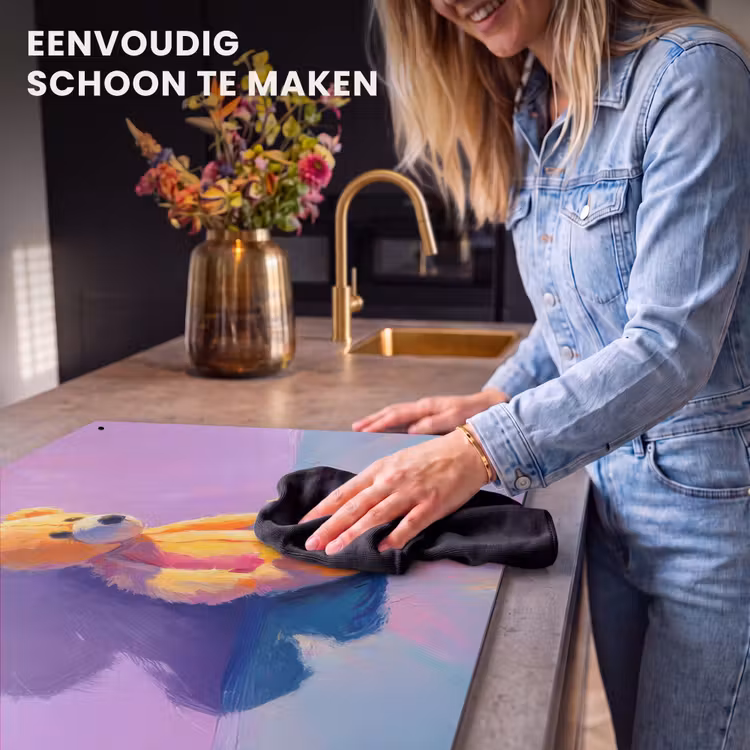 Inductie beschermer en spatscherm (2in1) - Teddybeer - Schaduw - Penseelstreken - Paars — 5