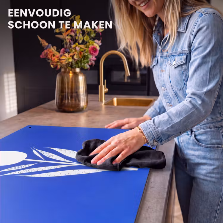 Inductie beschermer en spatscherm (2in1) - Tulp - Minimalistisch - Bladeren - Wit — 5